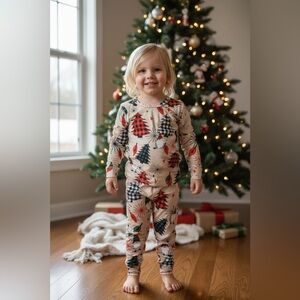 Holiday Tree Print Kids Pajama Set